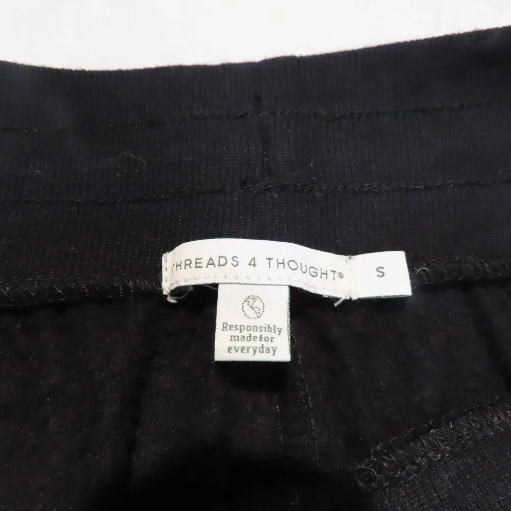 Threads 4 Thought Fleece Joggers Womens Small Black Drawstring Lounge Pants